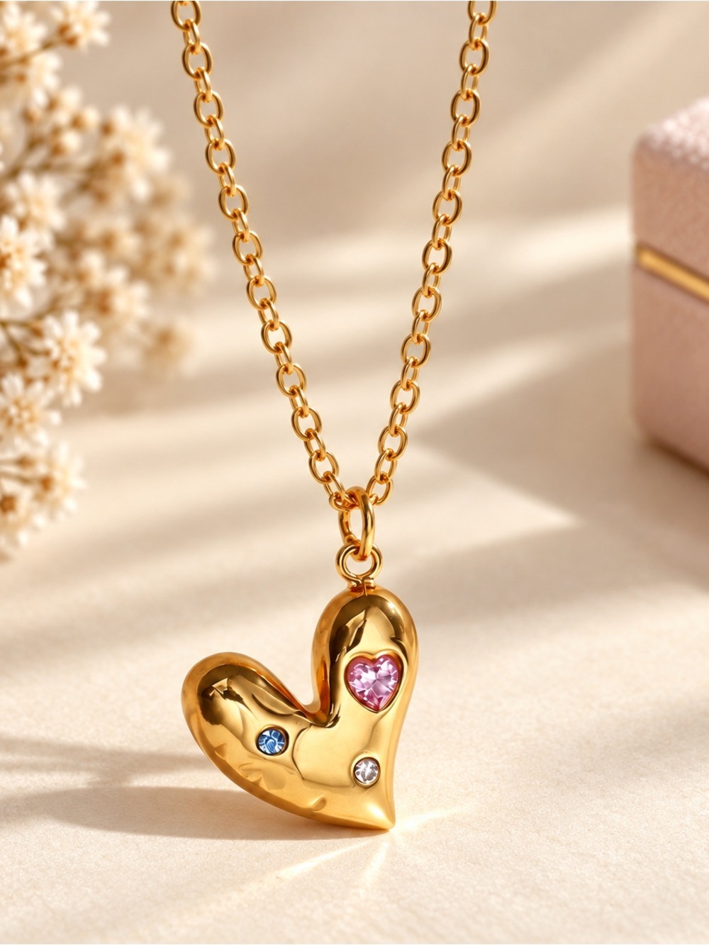 18K Gold PVD Heart Necklace | 316 Stainless Steel | Waterproof